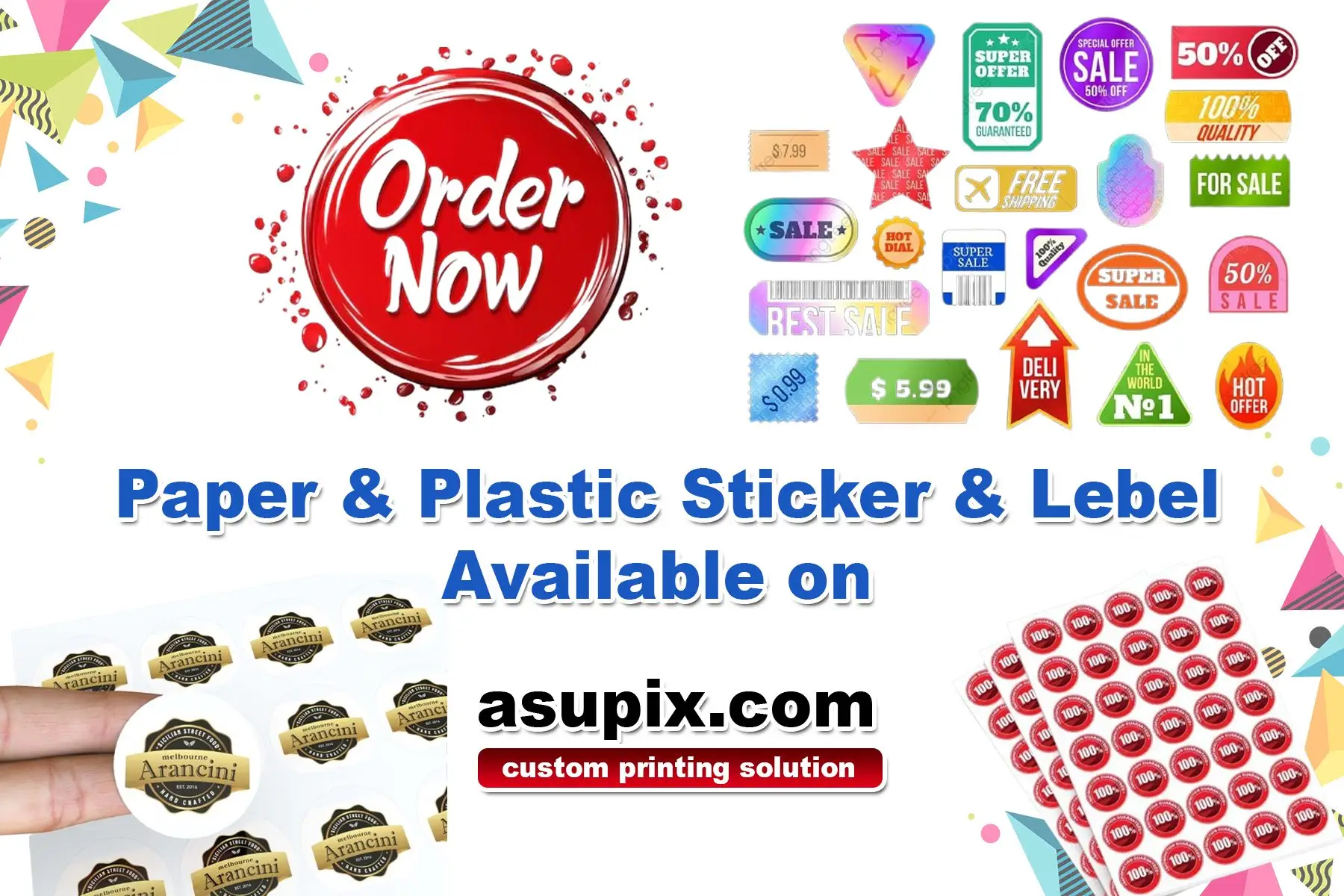 all types of paper & plastic sticker & lebels available on asupix
