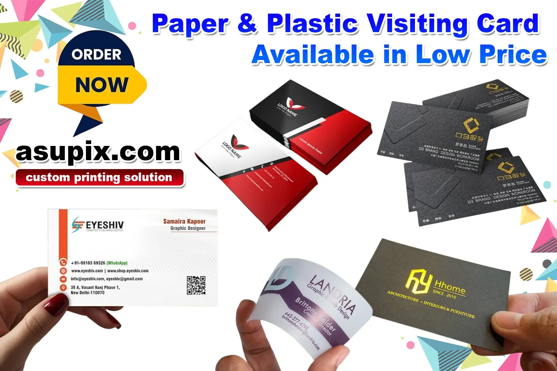 all types of paper & plastic visiting card available on asupix